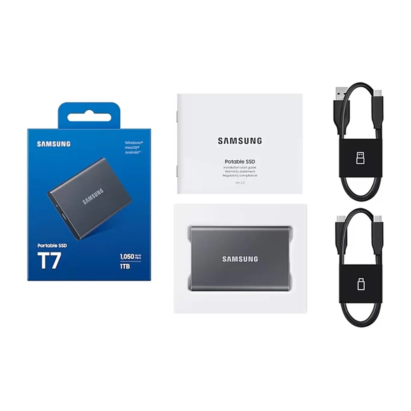 Купить SSD диск Samsung Portable T7 1TB USB-C (MU-PC1T0T/WW) Titan Grey - фото 13