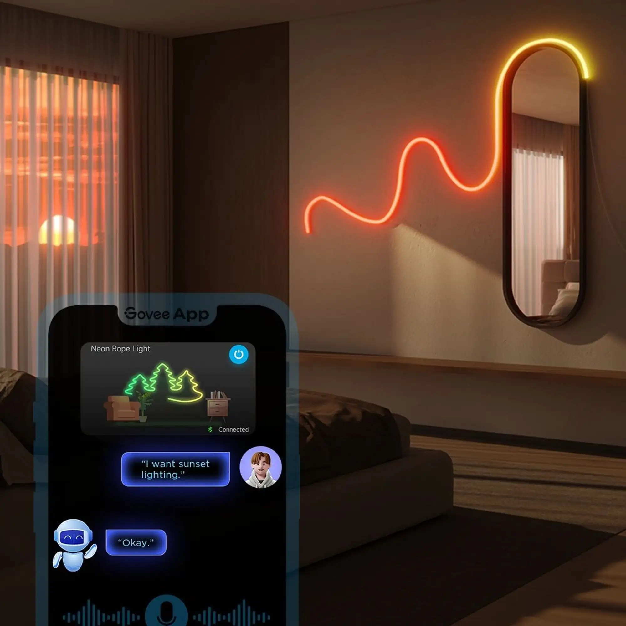 Купити Розумна LED стрічка Govee H61D3 Neon Rope Light 2, 3м, RGBIC, WI-FI/Bluetooth (H61D3301) - фото 2