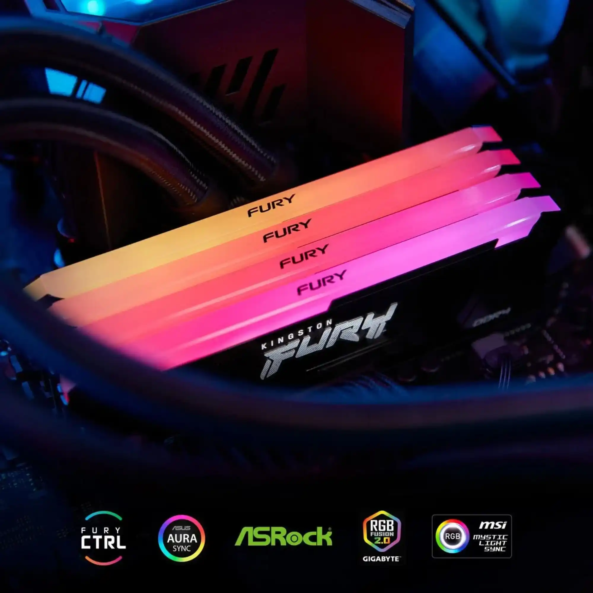 Купить Модуль памяти Kingston FURY Beast RGB Black XMP DDR4-3733 32GB (2x16GB) (KF437C19BB12AK2/32) - фото 7