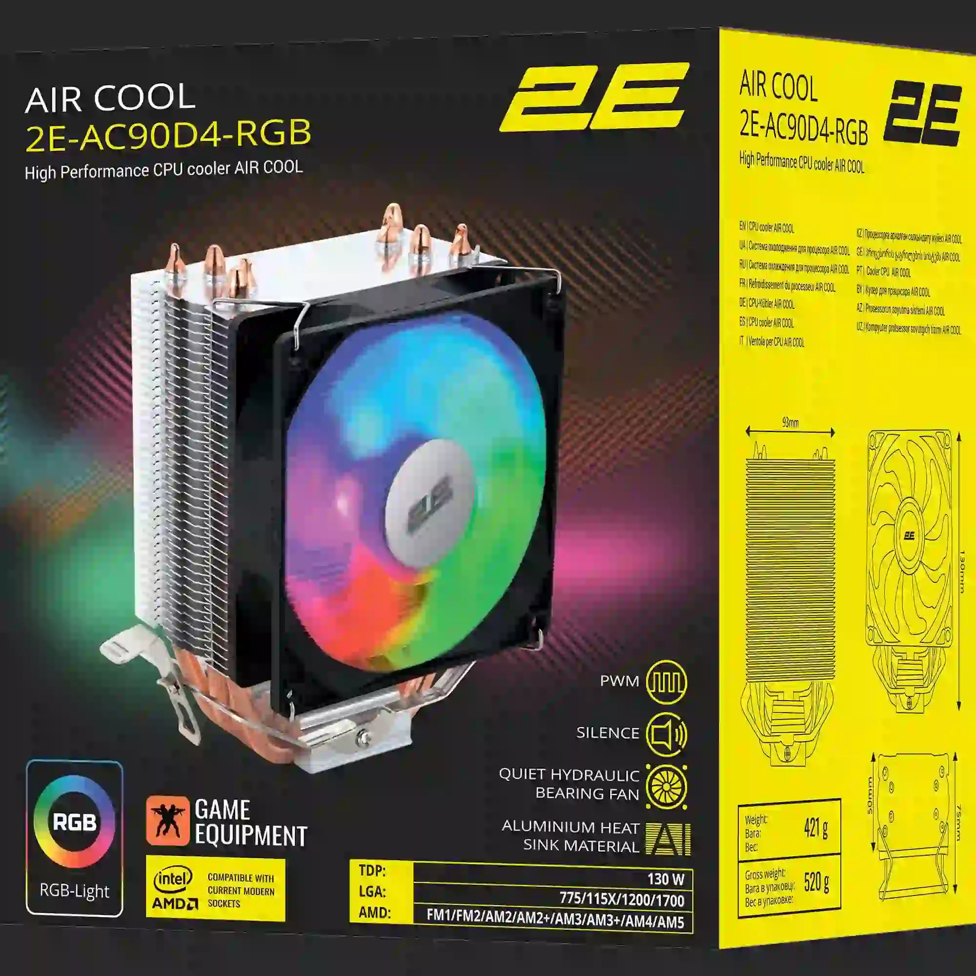 Купить Процессорный кулер 2E GAMING Air Cool AC90D4-ARGB - фото 6