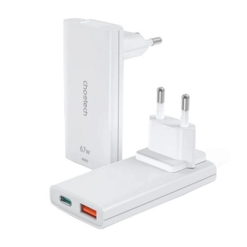 Купить Зарядное устройство Choetech 2xUSB 65W GaN White (PD6011-EU-WH) - фото 1