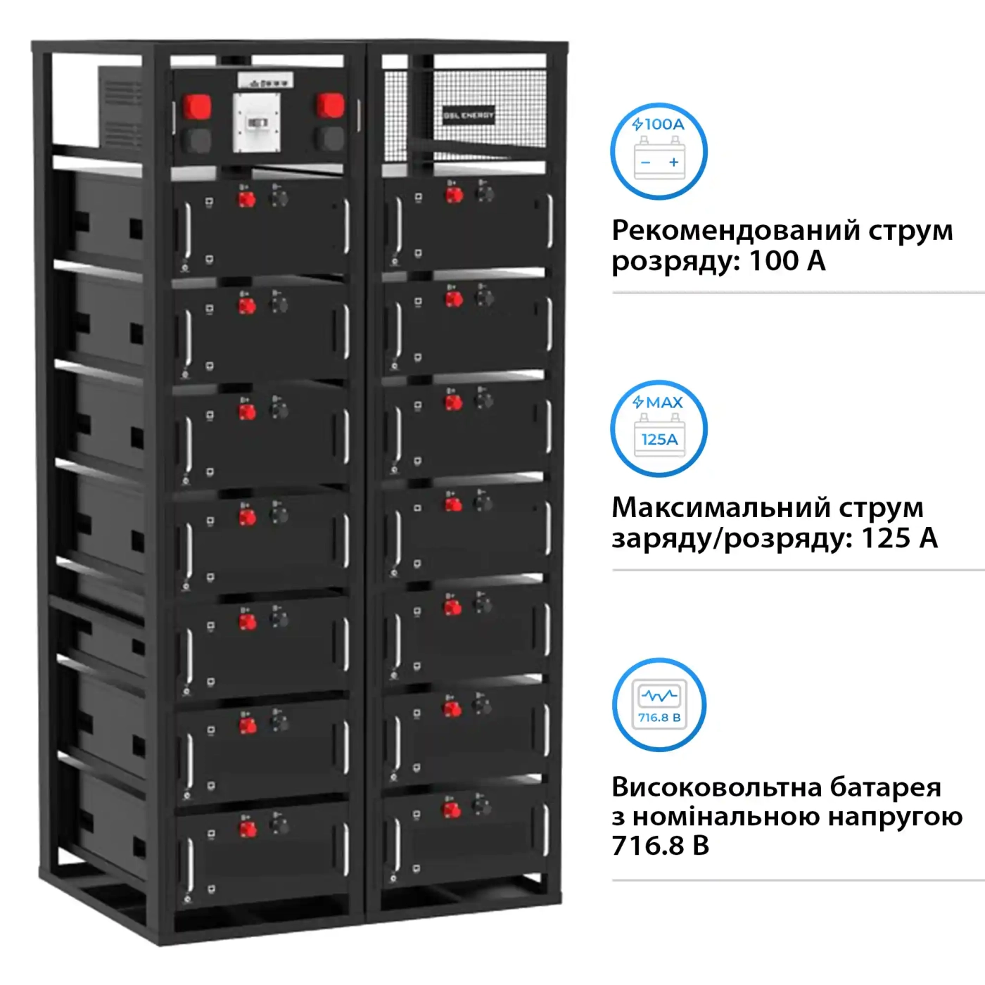 Купить Аккумуляторная батарея GSL 716.8V 280Ah 200kWh LiFePO4 (GSL-R200K) - фото 3