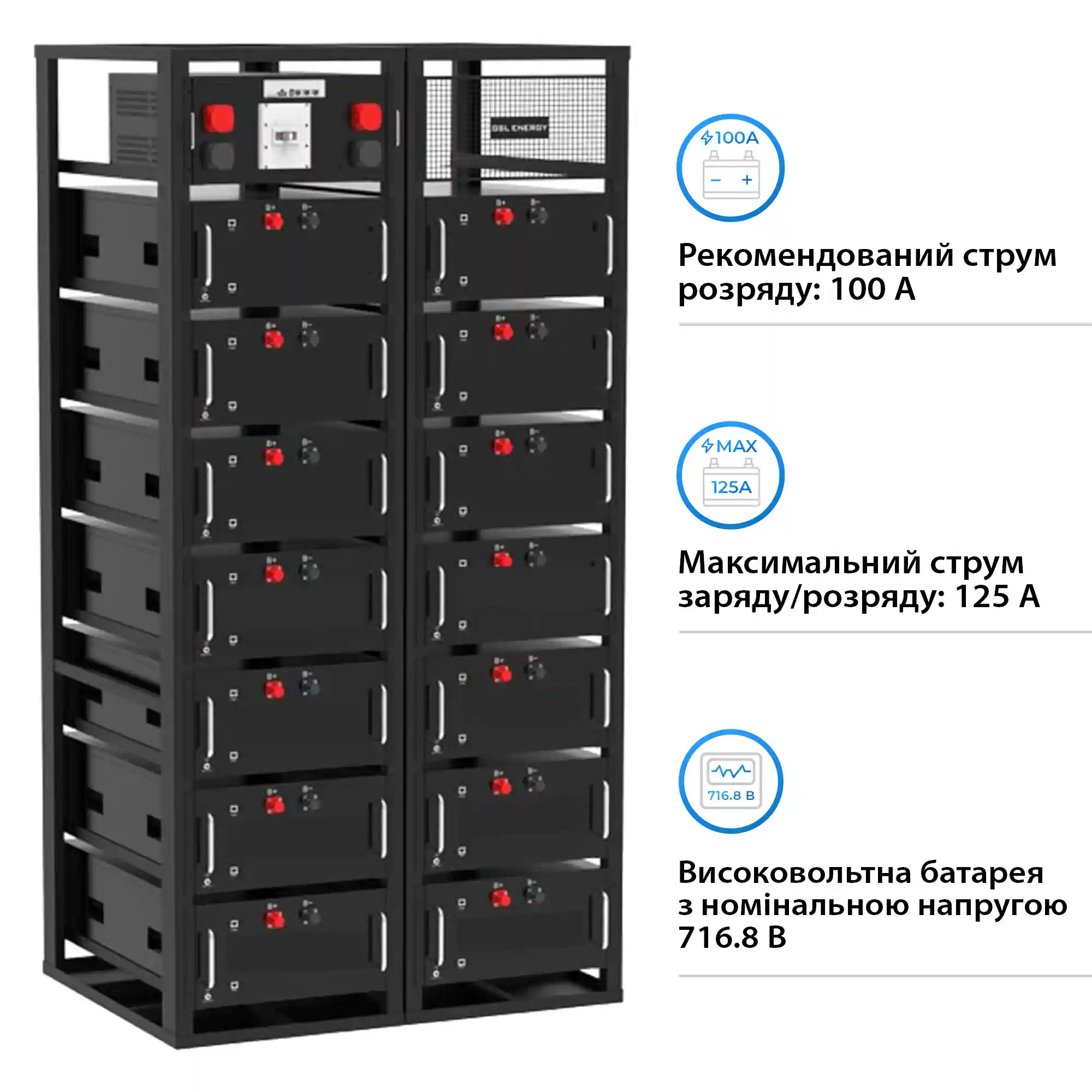 Купить Аккумуляторная батарея GSL 716.8V 280Ah 200kWh LiFePO4 (GSL-R200K) - фото 3