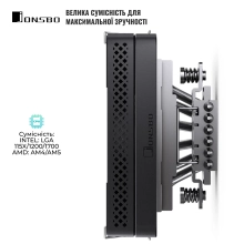 Купити Процесорний кулер JONSBO HP600 Black (120mm/LGA115X/1200/1700, AMD AM4/AM5/6 тепл. трубки) - фото 6