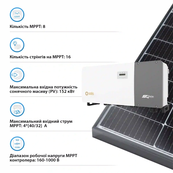 Купити Мережевий інвертор Solis Solis-100K-5G-PRO 100KW 8 MPPT 220/380V Трифазний (Solis-100K-5G-PRO) - фото 4