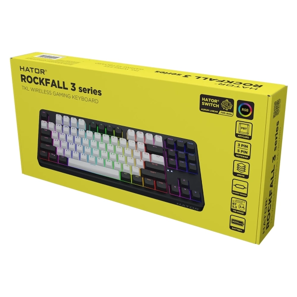 Купить Клавиатура HATOR Rockfall 3 Mecha TKL Wireless Orange Linear rev2 Black (HTK850UA) - фото 6