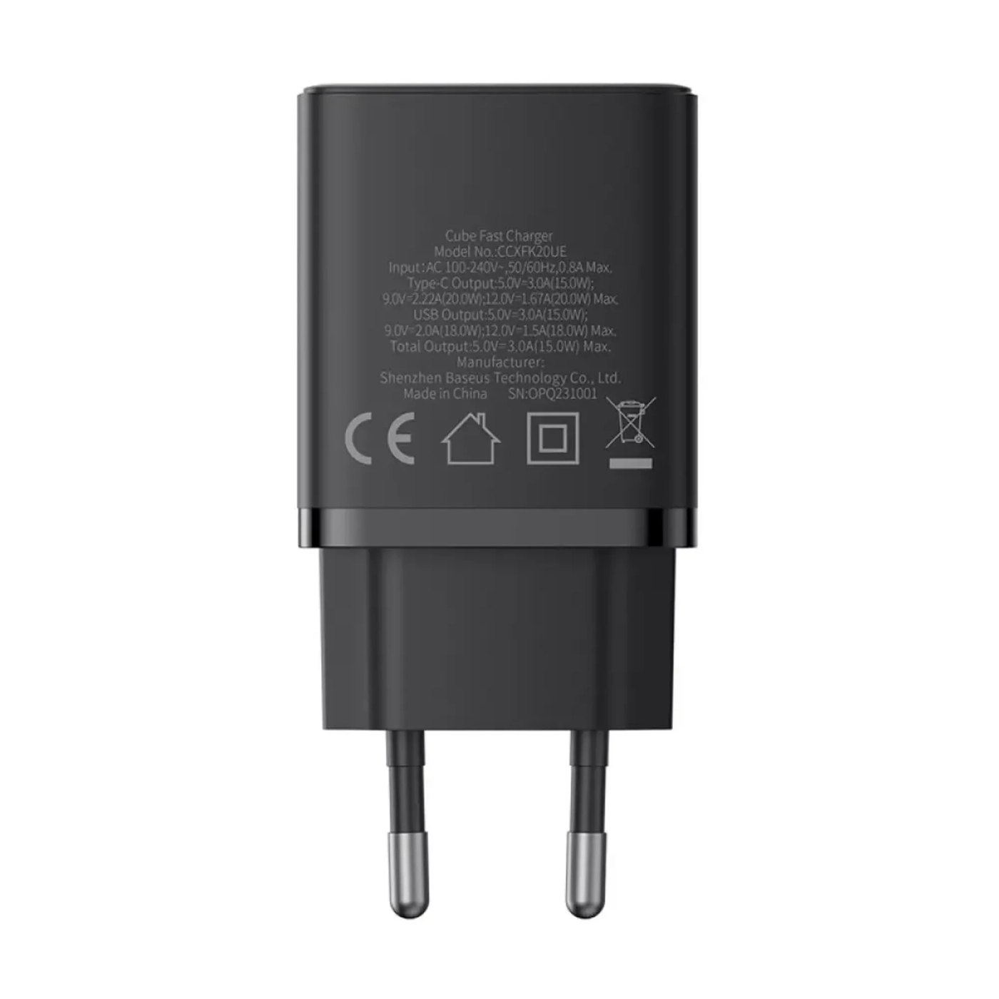 Купити Зарядний пристрій OS-Baseus Cube Fast Charger C+U 20W EU Cluster Black (P10111403113-00) - фото 6