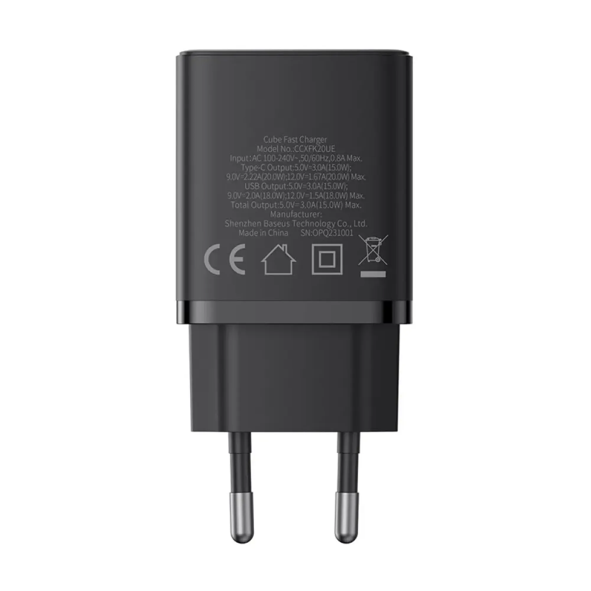 Купити Зарядний пристрій OS-Baseus Cube Fast Charger C+U 20W EU Cluster Black (P10111403113-00) - фото 6