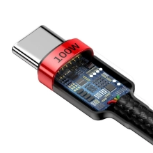 Купить Кабель Baseus Cafule USB-C - USB-C 100W 20V 5A PD2.0 2m Red/Black (CATKLF-AL91) - фото 5