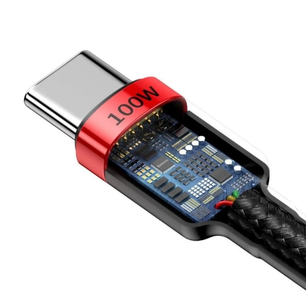 Купить Кабель Baseus Cafule USB-C - USB-C 100W 20V 5A PD2.0 2m Red/Black (CATKLF-AL91) - фото 5
