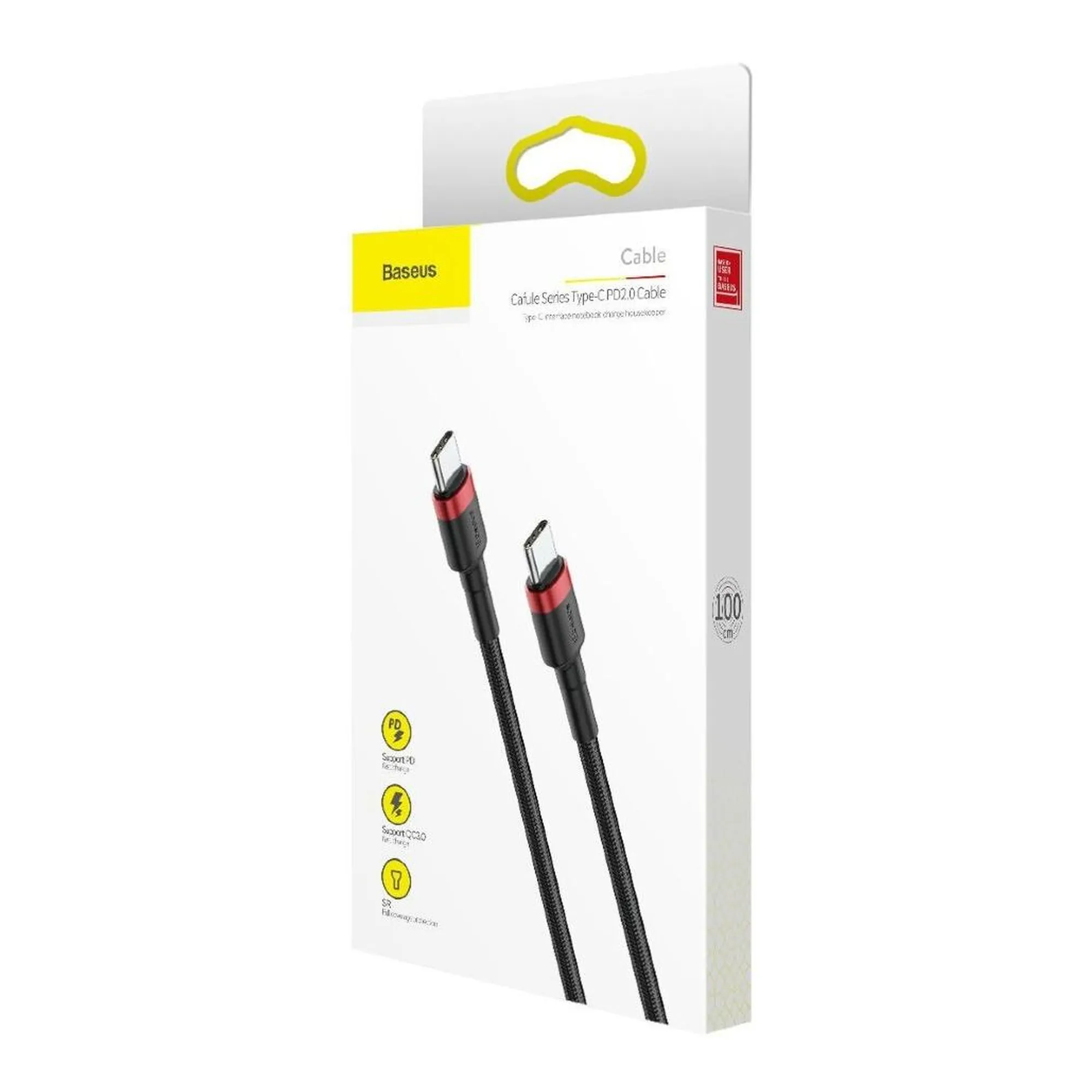 Купить Кабель Baseus Cafule USB-C - USB-C 60W 20V 3A PD2.0 1m Red/Black (CATKLF-G91) - фото 5