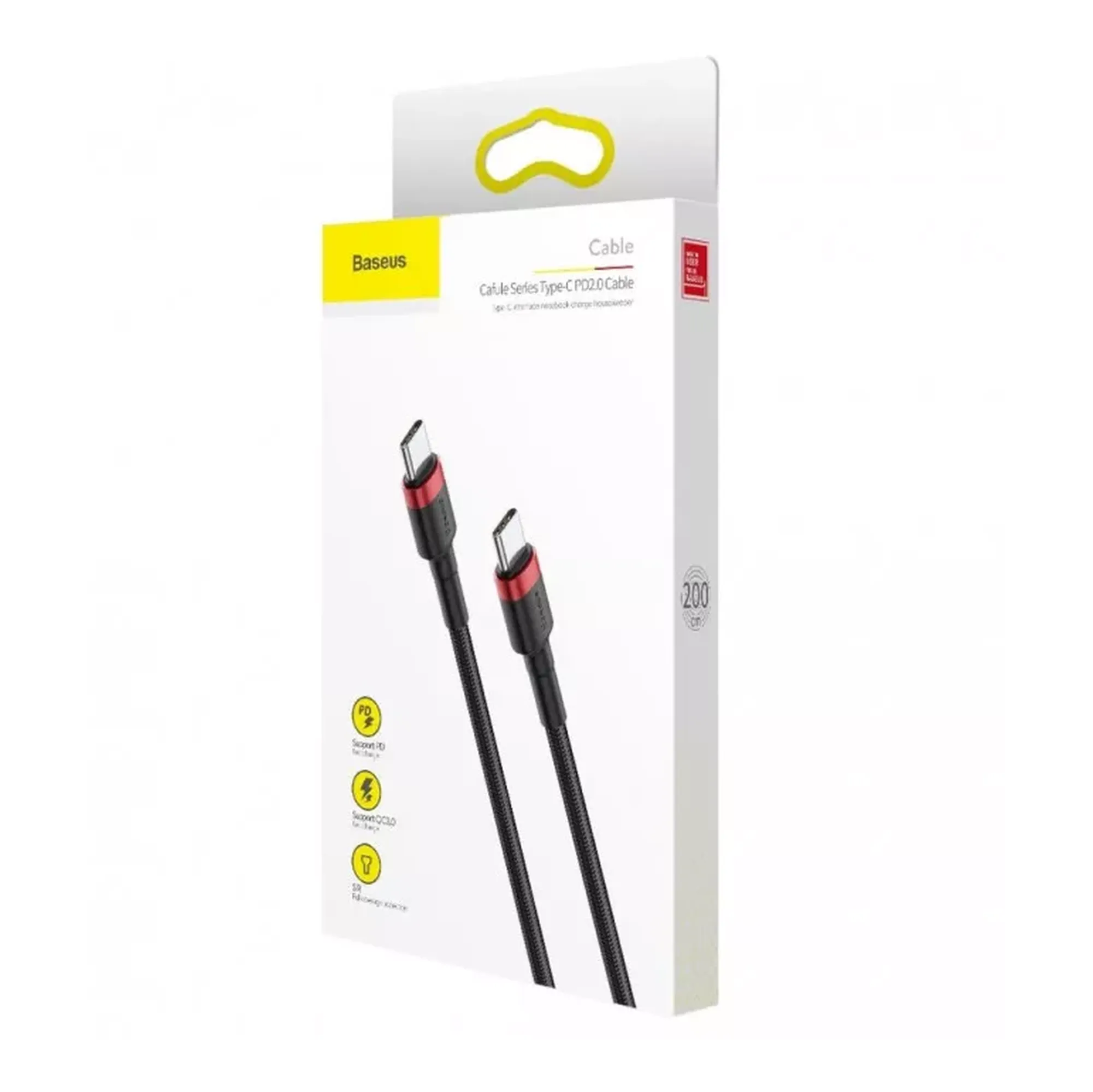 Купить Кабель Baseus Cafule USB-C - USB-C 60W 20V 3A PD2.0 2m Red/Black (CATKLF-H91) - фото 5