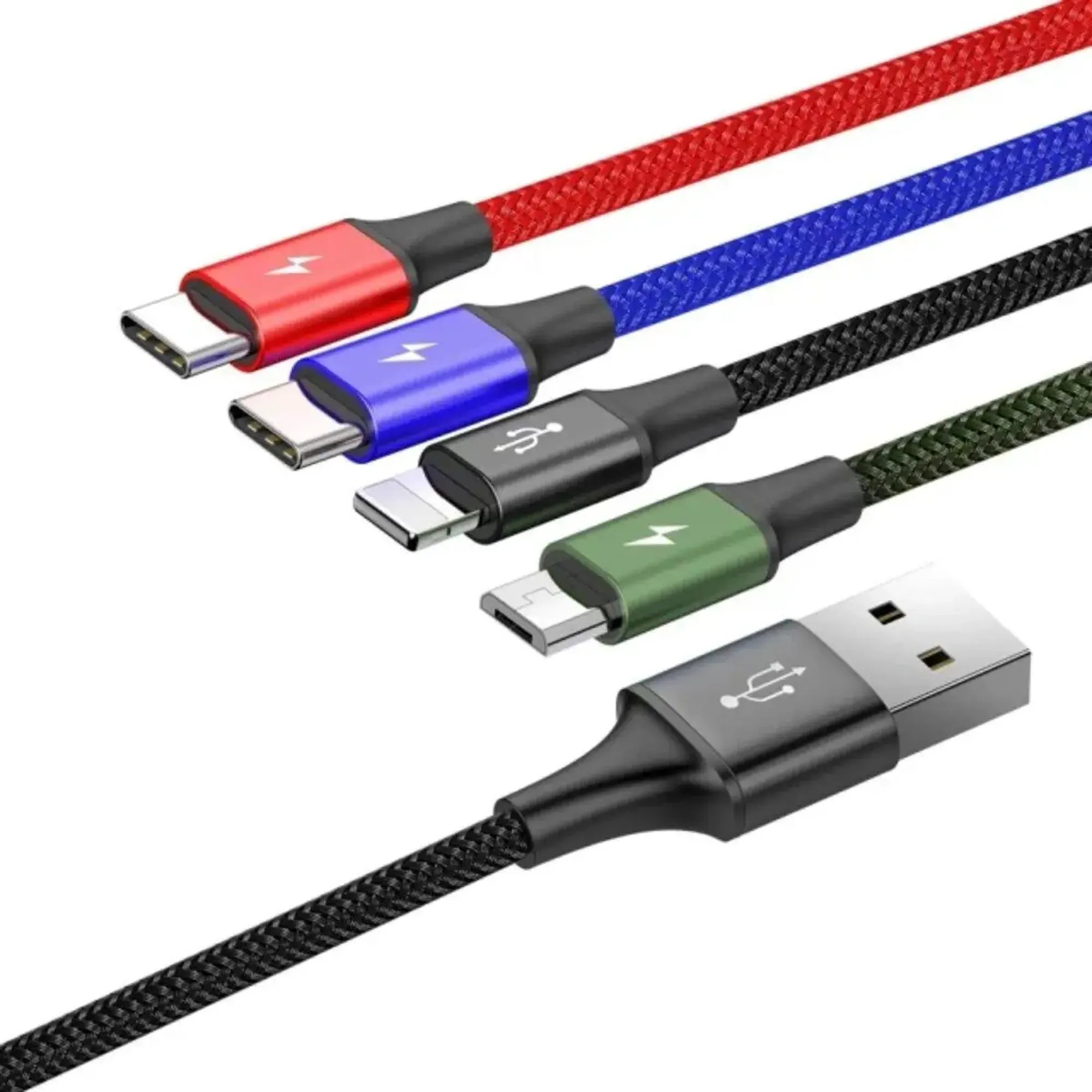 Купити Кабель Baseus Fast 4-in-1 USB - Lightning+USB-C(2)+MicroUSB 3.5A 1.2m Black(CA1T4-B01) - фото 2