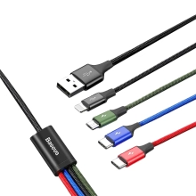 Купити Кабель Baseus Fast 4-in-1 USB - Lightning+USB-C(2)+MicroUSB 3.5A 1.2m Black(CA1T4-B01) - фото 3