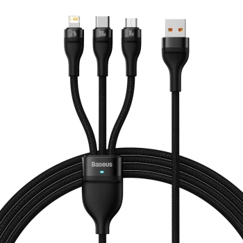 Купить Кабель Baseus Flash USB - MicroUSB+Lightning+USB-C 100W 1.2m Black (CASS030001) - фото 1