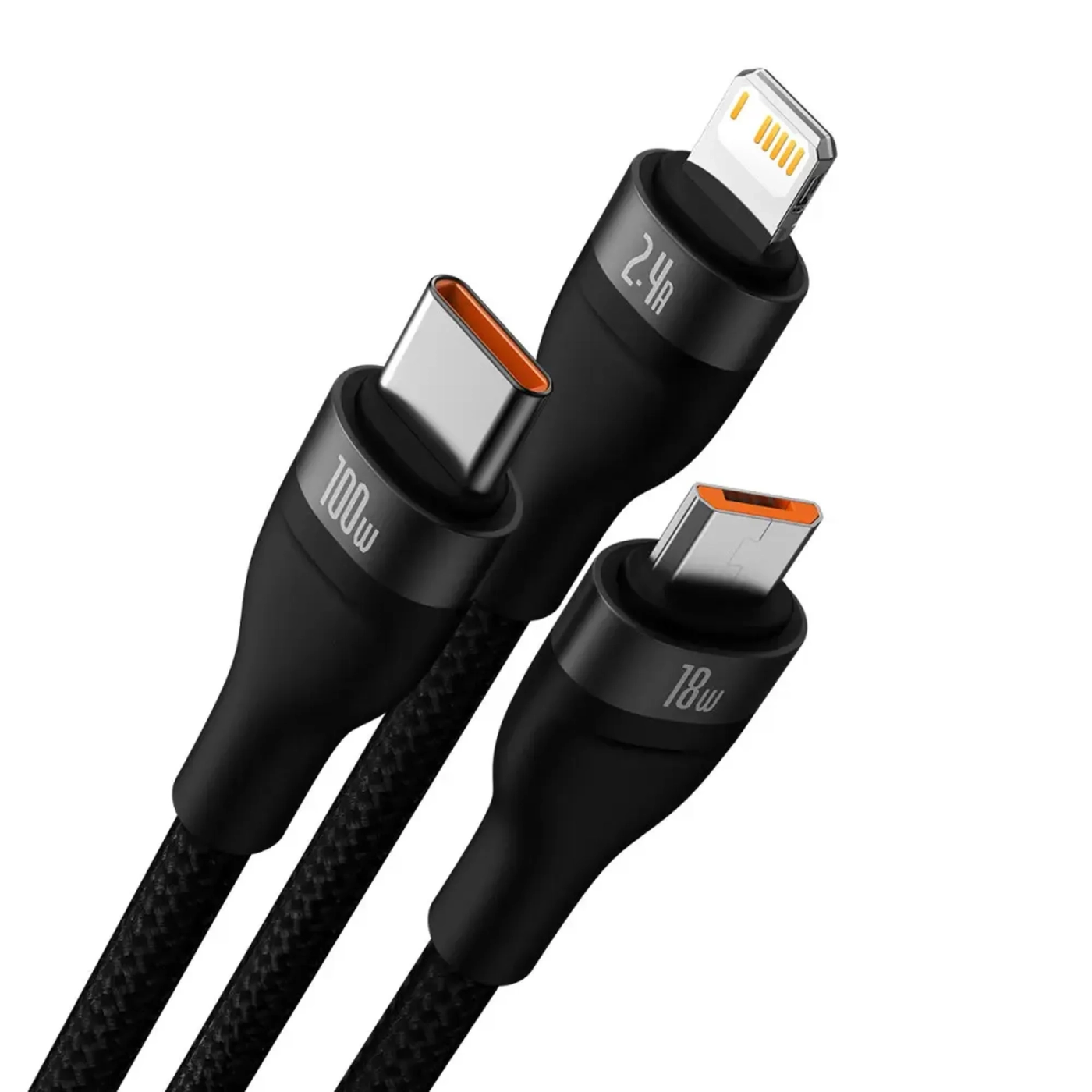 Купить Кабель Baseus Flash USB - MicroUSB+Lightning+USB-C 100W 1.2m Black (CASS030001) - фото 2