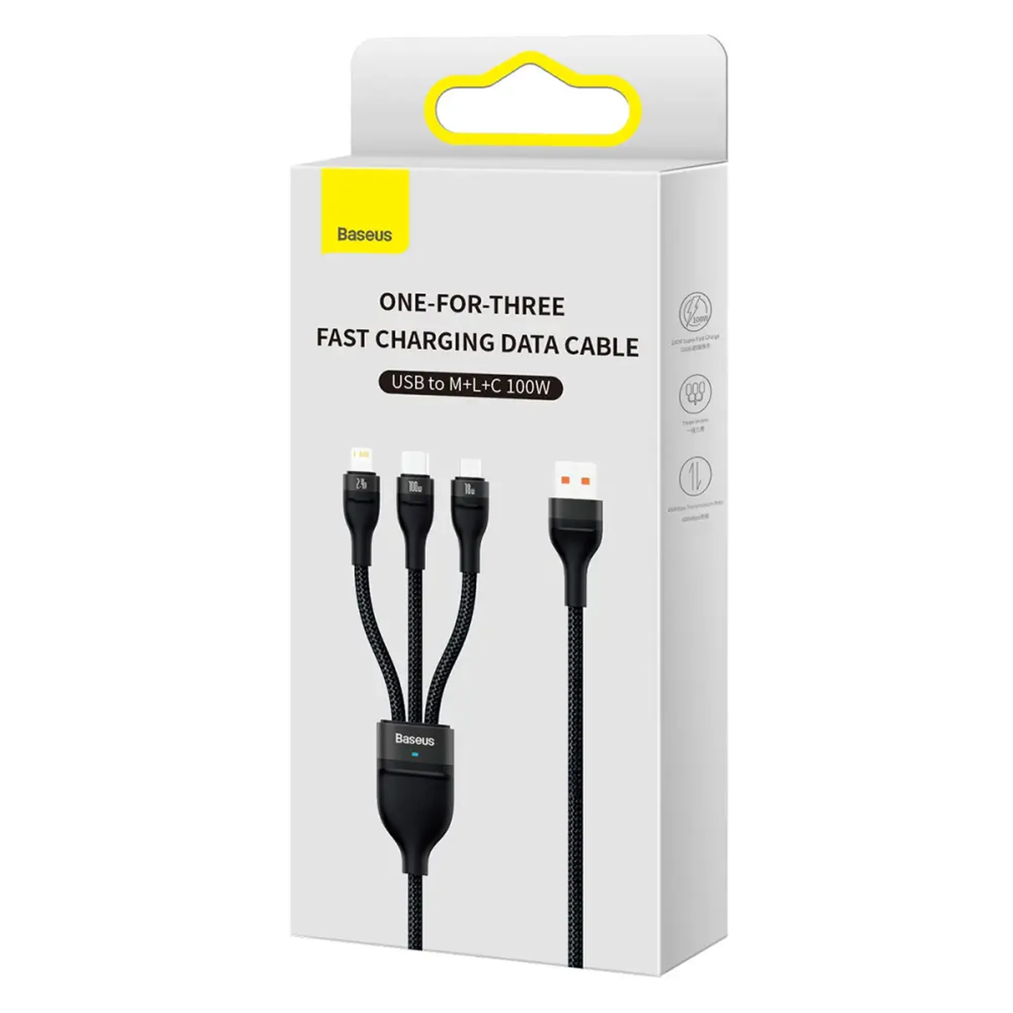 Купить Кабель Baseus Flash USB - MicroUSB+Lightning+USB-C 100W 1.2m Black (CASS030001) - фото 6