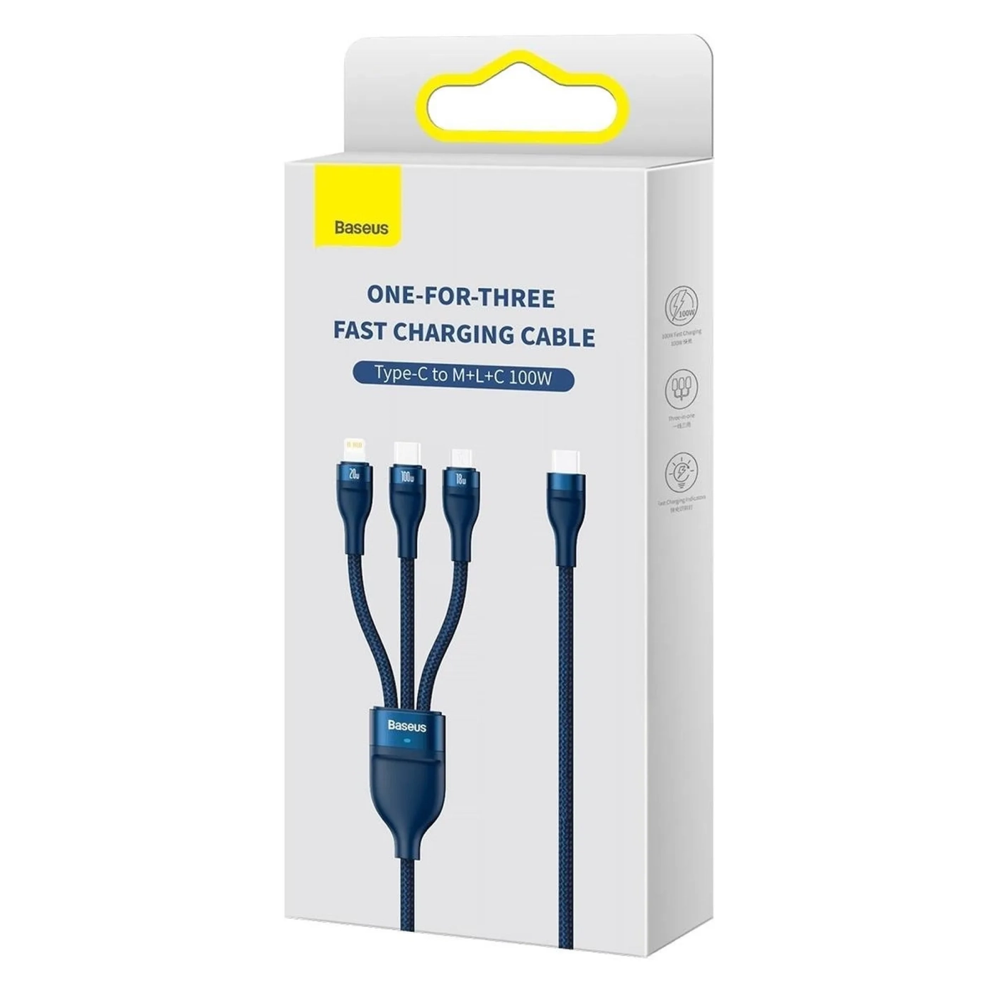 Купити Кабель Baseus Flash USB-C - MicroUSB+Lightning+USB-C 100W 1.5m Blue (CASS030203) - фото 7