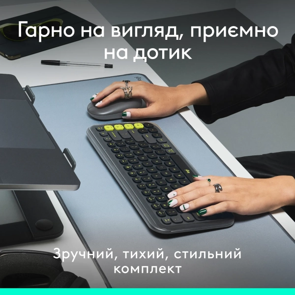Купить Комплект клавиатура и мышь Logitech POP Icon Combo Bluetooth UA Graphite (920-013156) - фото 3