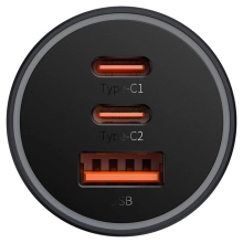 Купить АЗП Baseus Golden Contactor Pro Triple Fast Charger Car Charger 65W U+C+C Dark Gray (CGJP010013) - фото 4