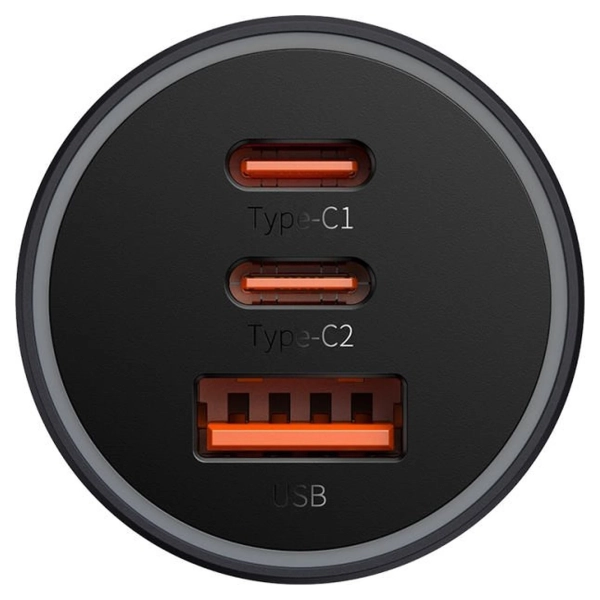 Купить АЗП Baseus Golden Contactor Pro Triple Fast Charger Car Charger 65W U+C+C Dark Gray (CGJP010013) - фото 4