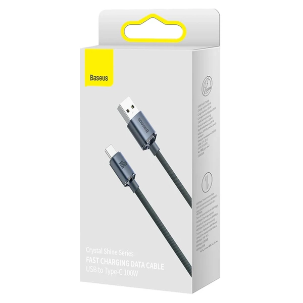 Купити Кабель CW-FXP Baseus Crystal Shine Series Fast Charging Data Cable USB to Type-C 100W 2m Black - фото 4