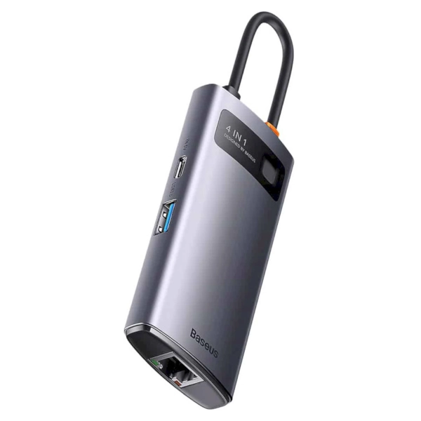 Купити Хаб Baseus Metal Gleam 4in1 USB-C (3xUSB-A+RJ45) Gray (WKWG070113) - фото 4