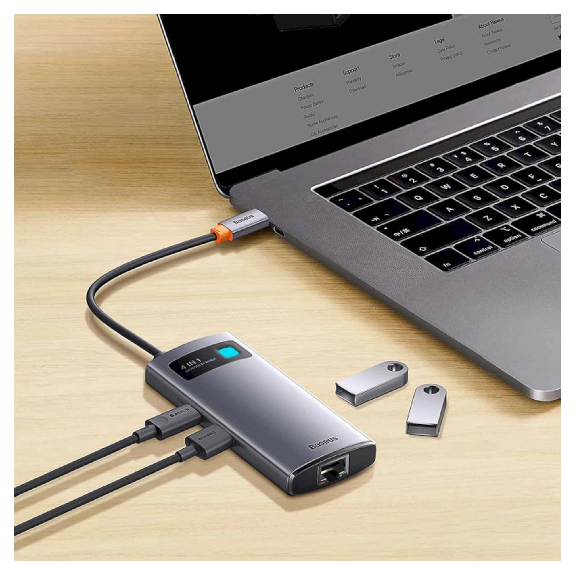 Купити Хаб Baseus Metal Gleam 4in1 USB-C (3xUSB-A+RJ45) Gray (WKWG070113) - фото 5
