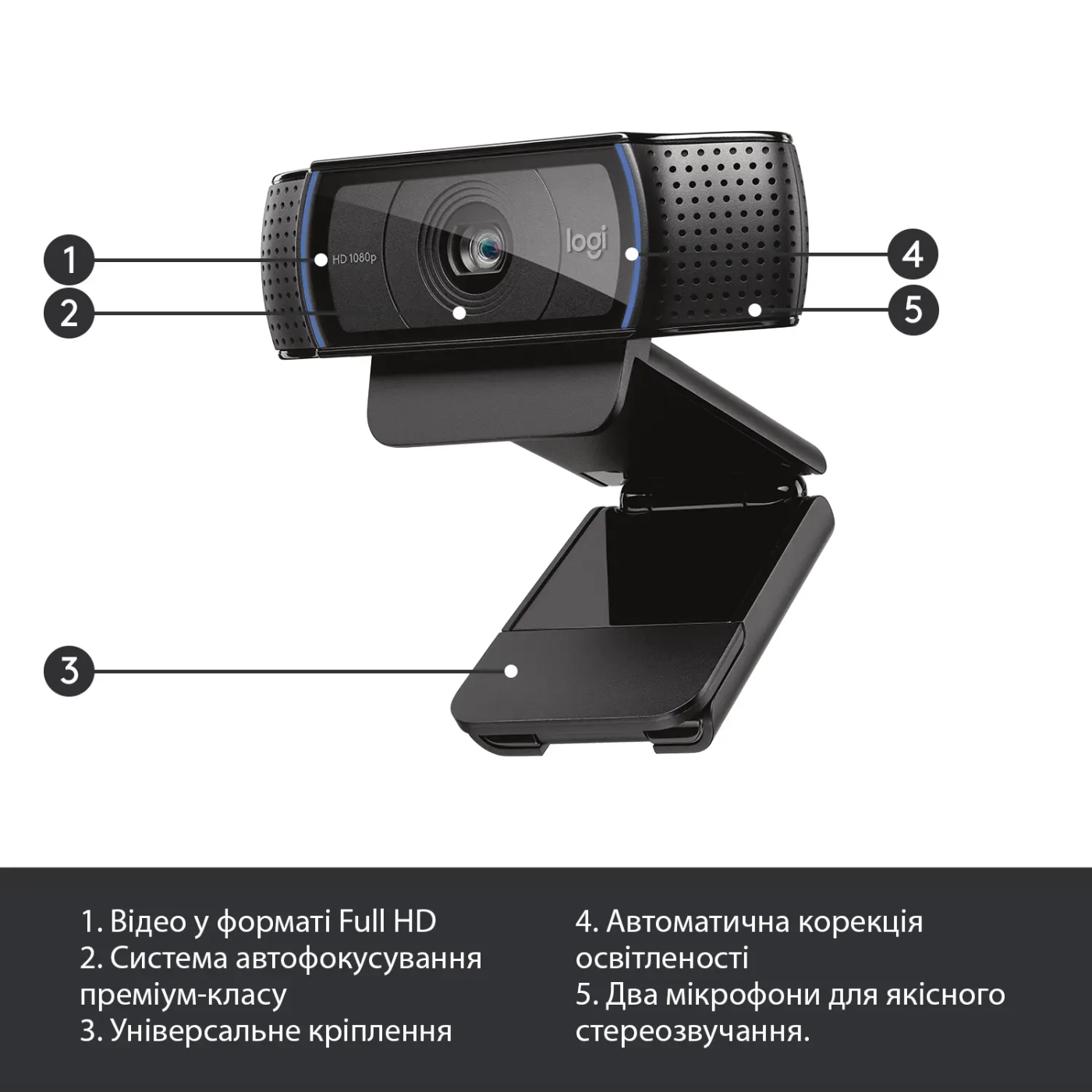 Купити Веб-камера Logitech Webcam HD Pro C920 - фото 6