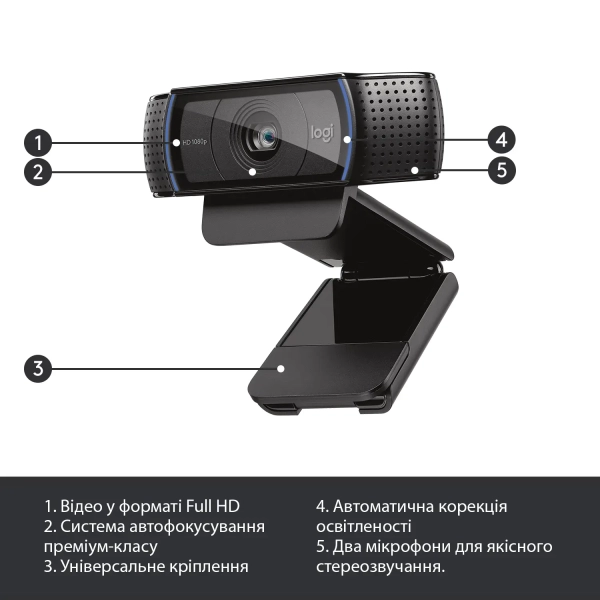 Купити Веб-камера Logitech Webcam HD Pro C920 - фото 6
