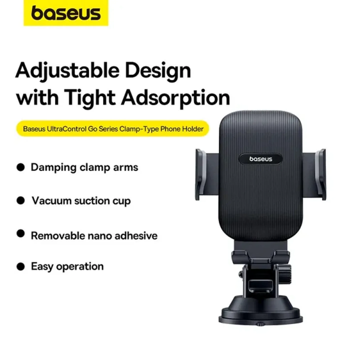 Купити Автотримач Baseus UltraControl Go Series Clamp-Type Phone Holder (Suction Cup Version) (C40361600111-00) - фото 7