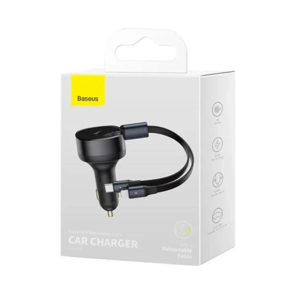 Купить Автомобильное зарядное устройство Baseus Enjoyment Retractable 2-in-1 Car Charger (CGTX000001) - фото 6