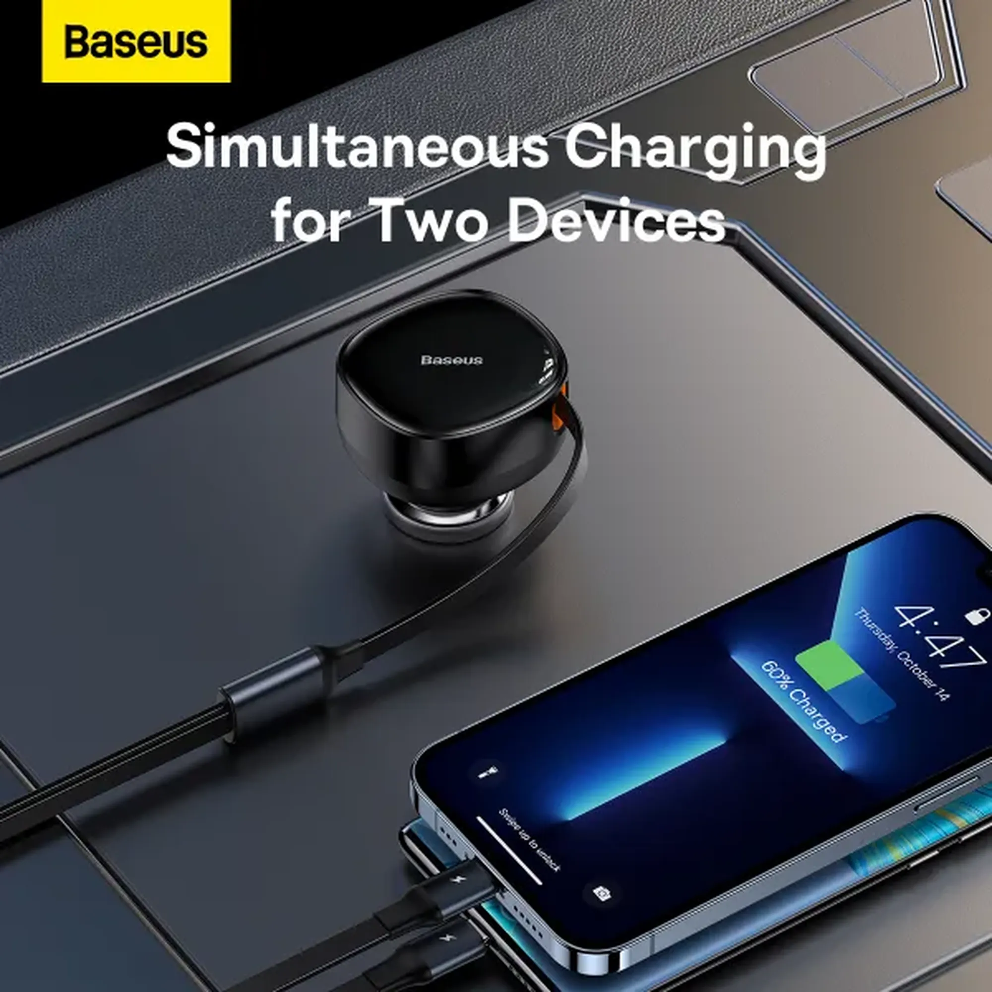 Купить Автомобильное зарядное устройство Baseus Enjoyment Retractable 2-in-1 Car Charger (CGTX000001) - фото 8
