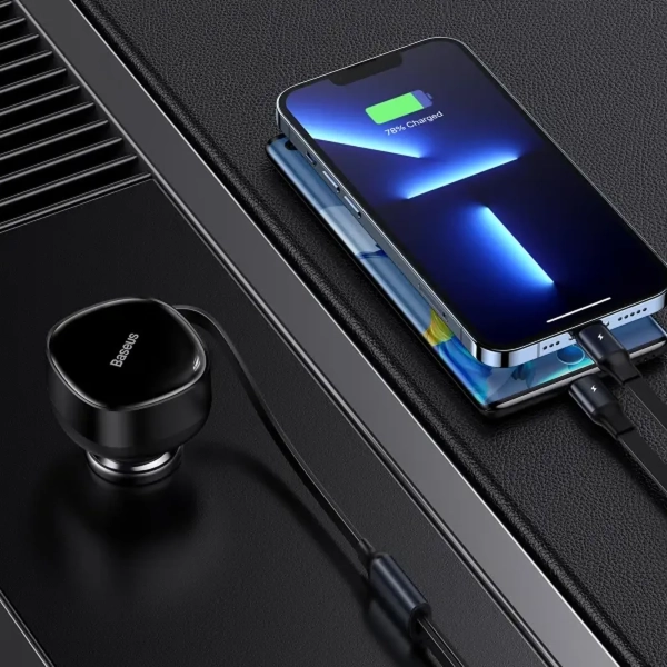 Купить Автомобильное зарядное устройство Baseus Enjoyment Retractable 2-in-1 Car Charger (CGTX000001) - фото 10