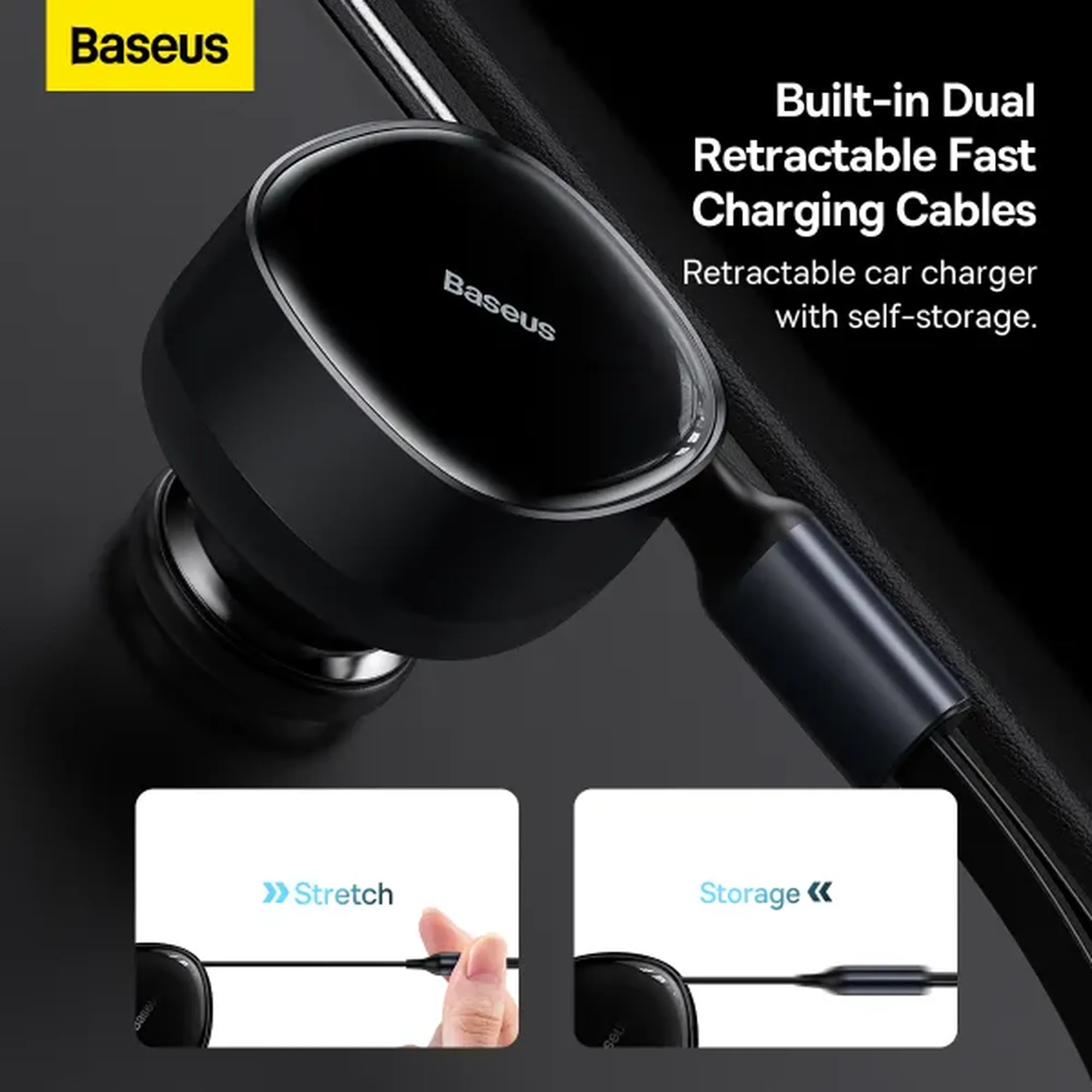 Купить Автомобильное зарядное устройство Baseus Enjoyment Retractable 2-in-1 Car Charger (CGTX000001) - фото 11