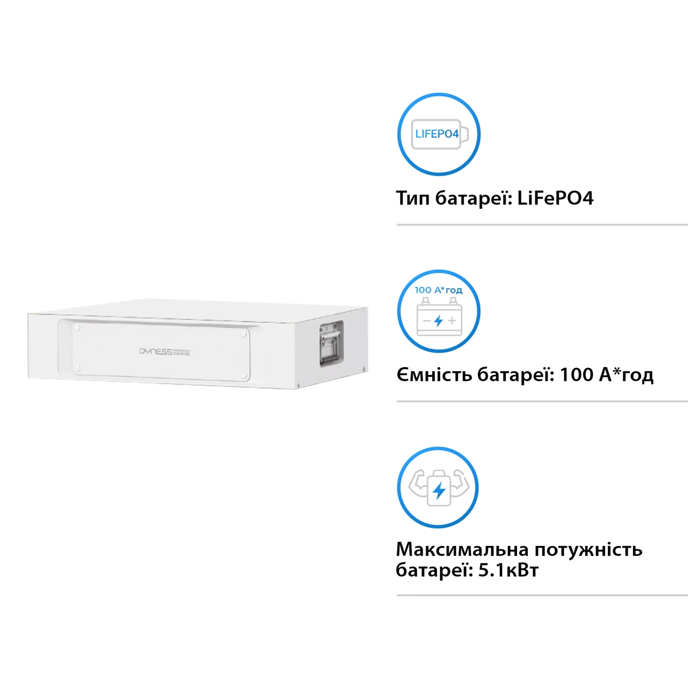 Купить Аккумуляторная батарея Dyness STACK LiFePO4 S51100 51.2V 100Ah 5.12kWh без BMS (S51100) - фото 2