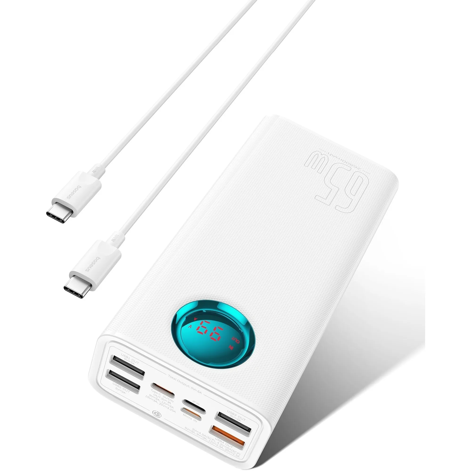 Купити Павербанк УМБ Baseus Amblight 26800mAh 65W White (P10022402223-00) - фото 4