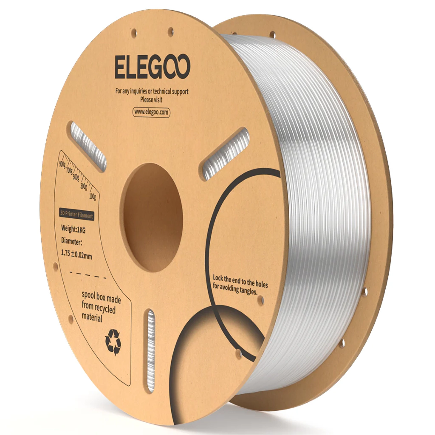 PLA Filament (пластик) для 3D принтера ELEGOO 1кг, 1.75мм, прозорий (50.203.0514) - фото 0