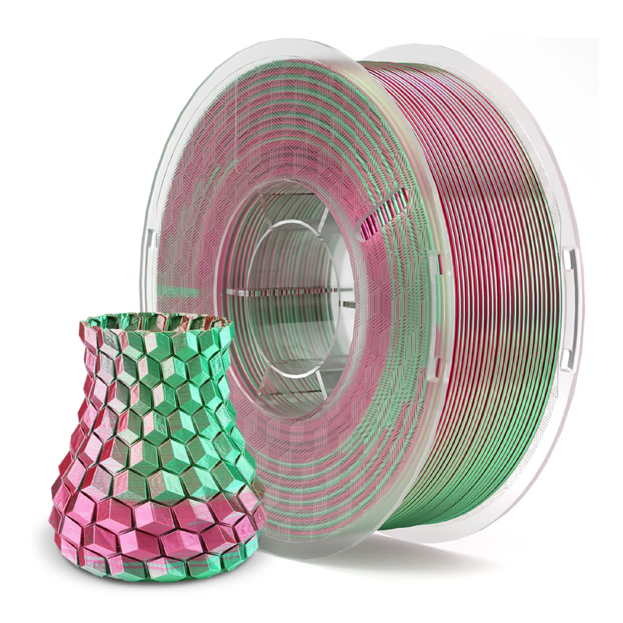 Купити PLA Filament (пластик) для 3D принтера ELEGOO шовковий блиск 1кг, 1.75мм, зелено-червоний (50.203.0090) - фото 2
