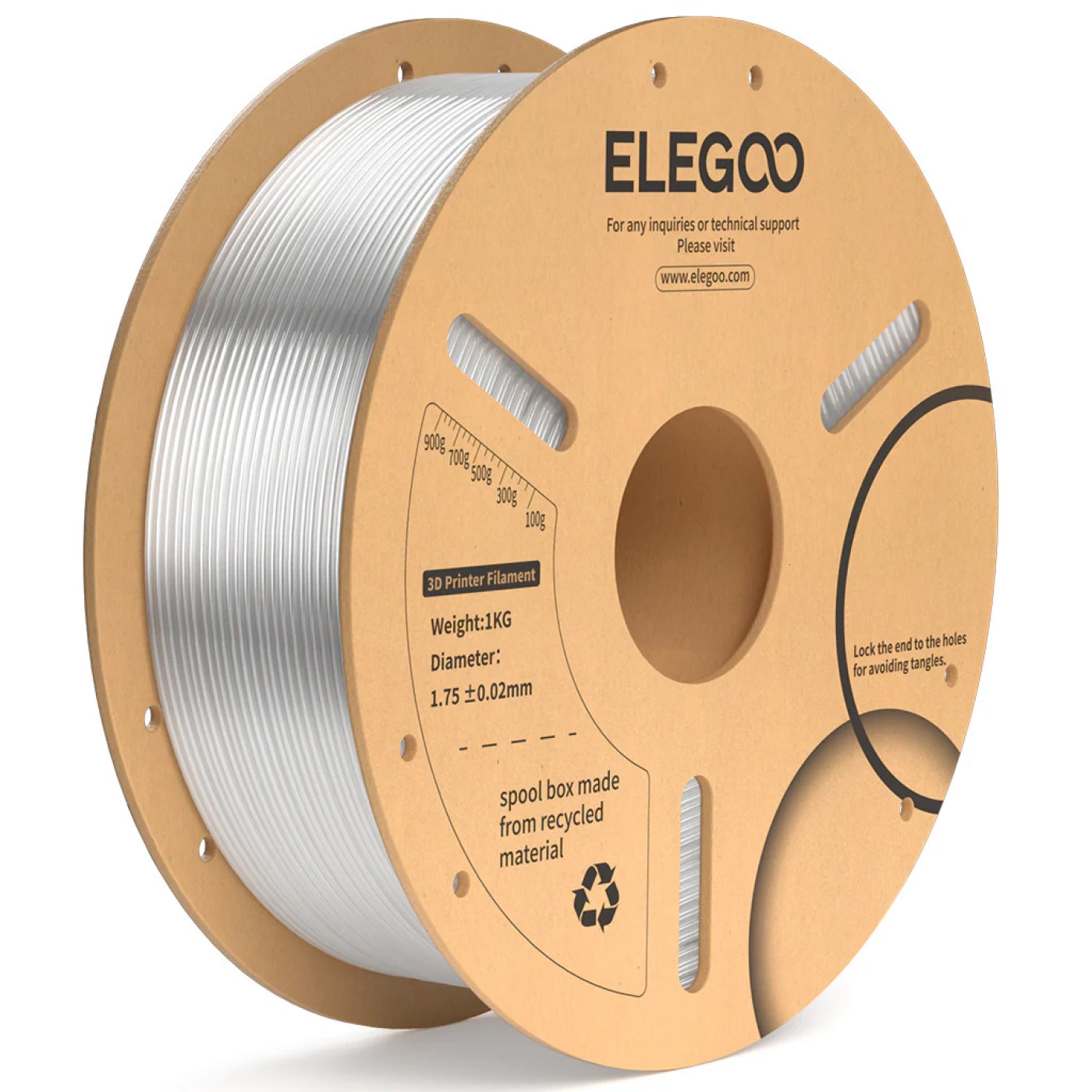 PLA Plus Filament (пластик) для 3D принтера ELEGOO 1кг, 1.75мм, прозорий (50.203.0518) - фото 0