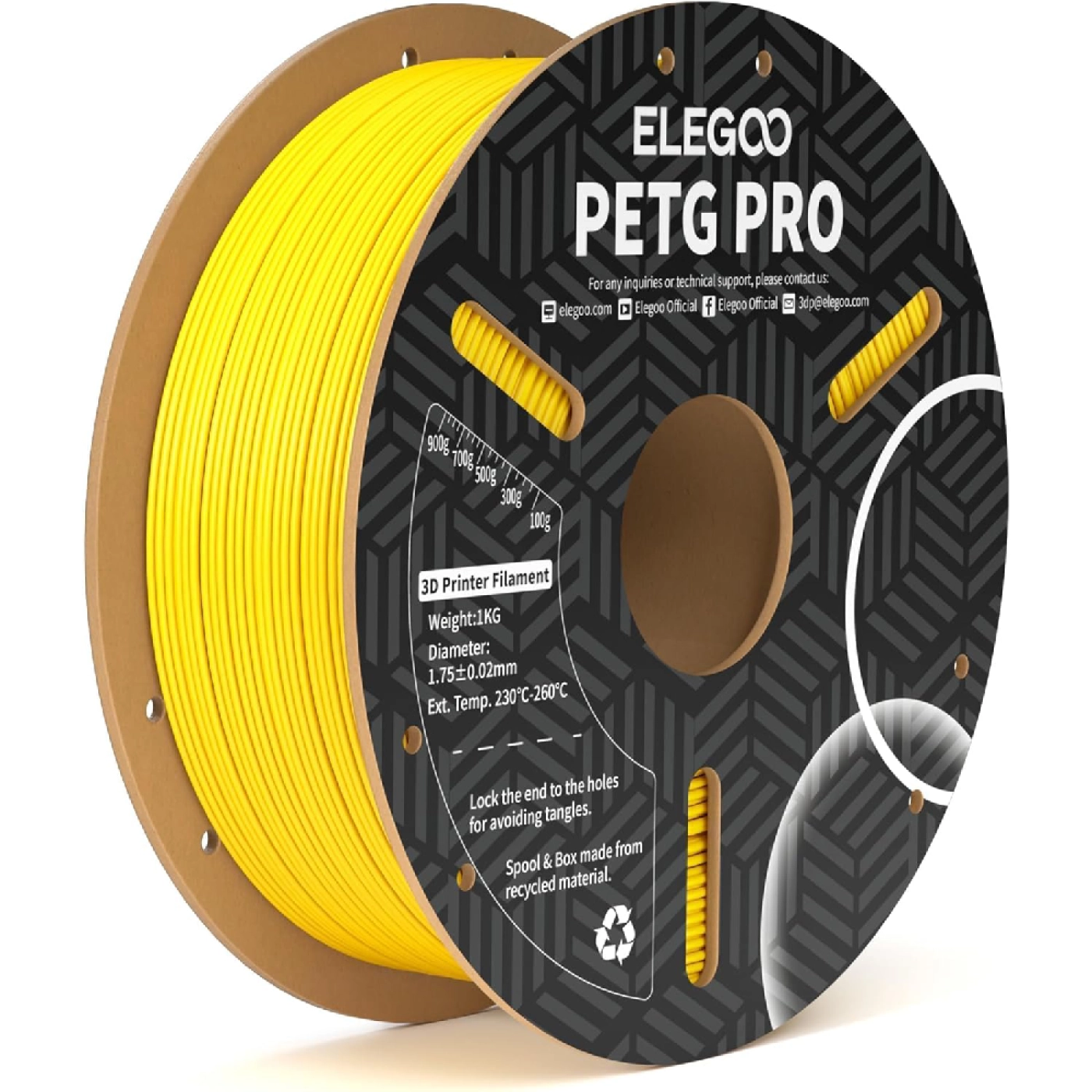PETG PRO Filament (пластик) для 3D принтера ELEGOO 1кг, 1.75мм, жовтий (50.203.0204) - фото 0