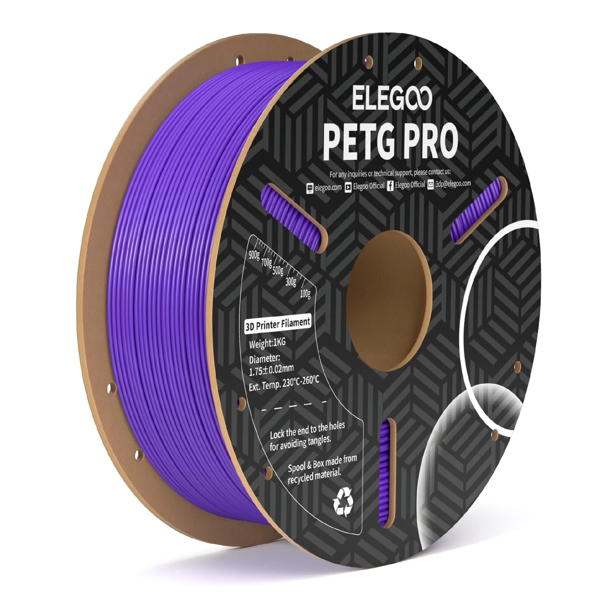 Купити PETG PRO Filament (пластик) для 3D принтера ELEGOO 1кг, 1.75мм, фіолетовий (50.203.0206) - фото 1