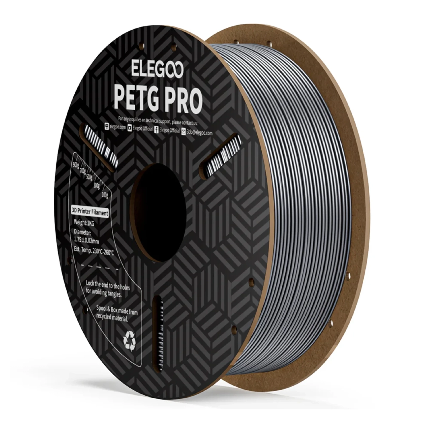 Купить PETG PRO Filament (пластик) для 3D принтера ELEGOO 1кг, 1.75мм, серебристый (50.203.0207) - фото 1