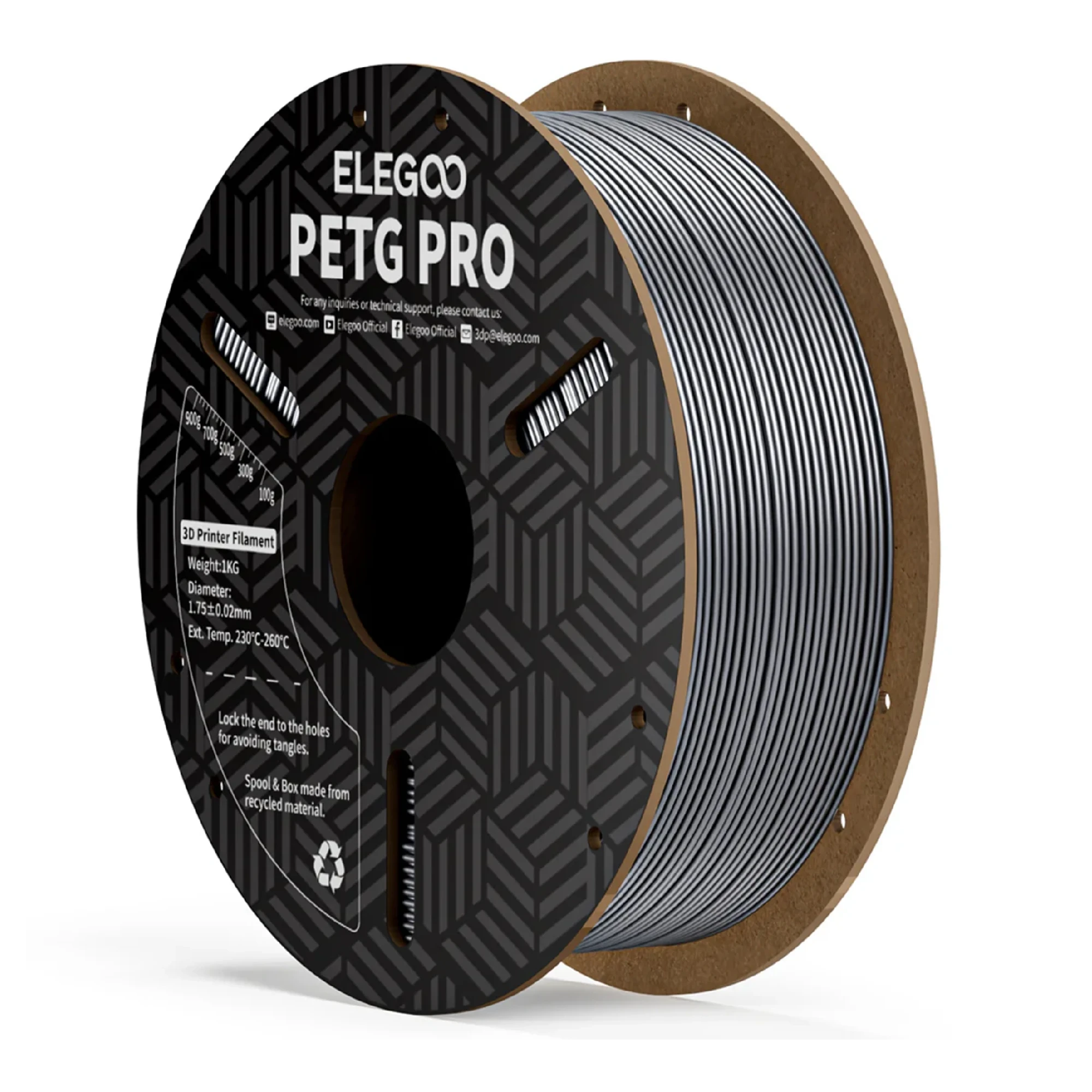 Купить PETG PRO Filament (пластик) для 3D принтера ELEGOO 1кг, 1.75мм, серебристый (50.203.0207) - фото 1