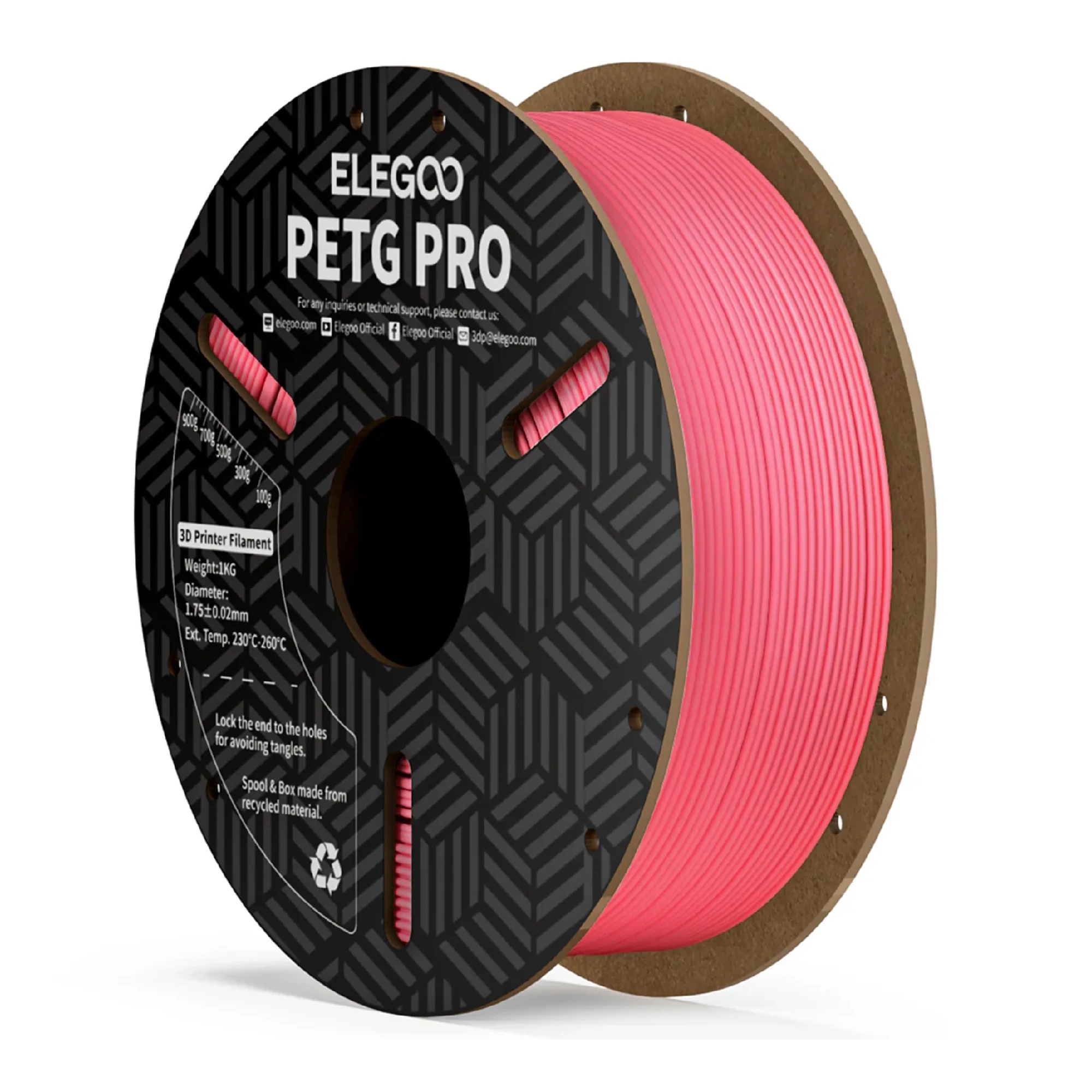 Купити PETG PRO Filament (пластик) для 3D принтера ELEGOO 1кг, 1.75мм, рожевий (50.203.0263) - фото 1