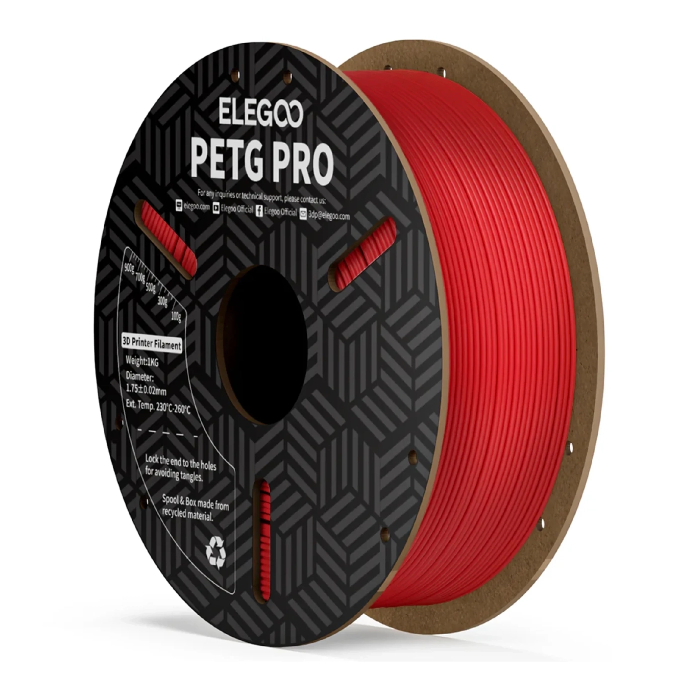 Купити PETG PRO Filament (пластик) для 3D принтера ELEGOO 1кг, 1.75мм, бордово-червоний (50.203.0200) - фото 1