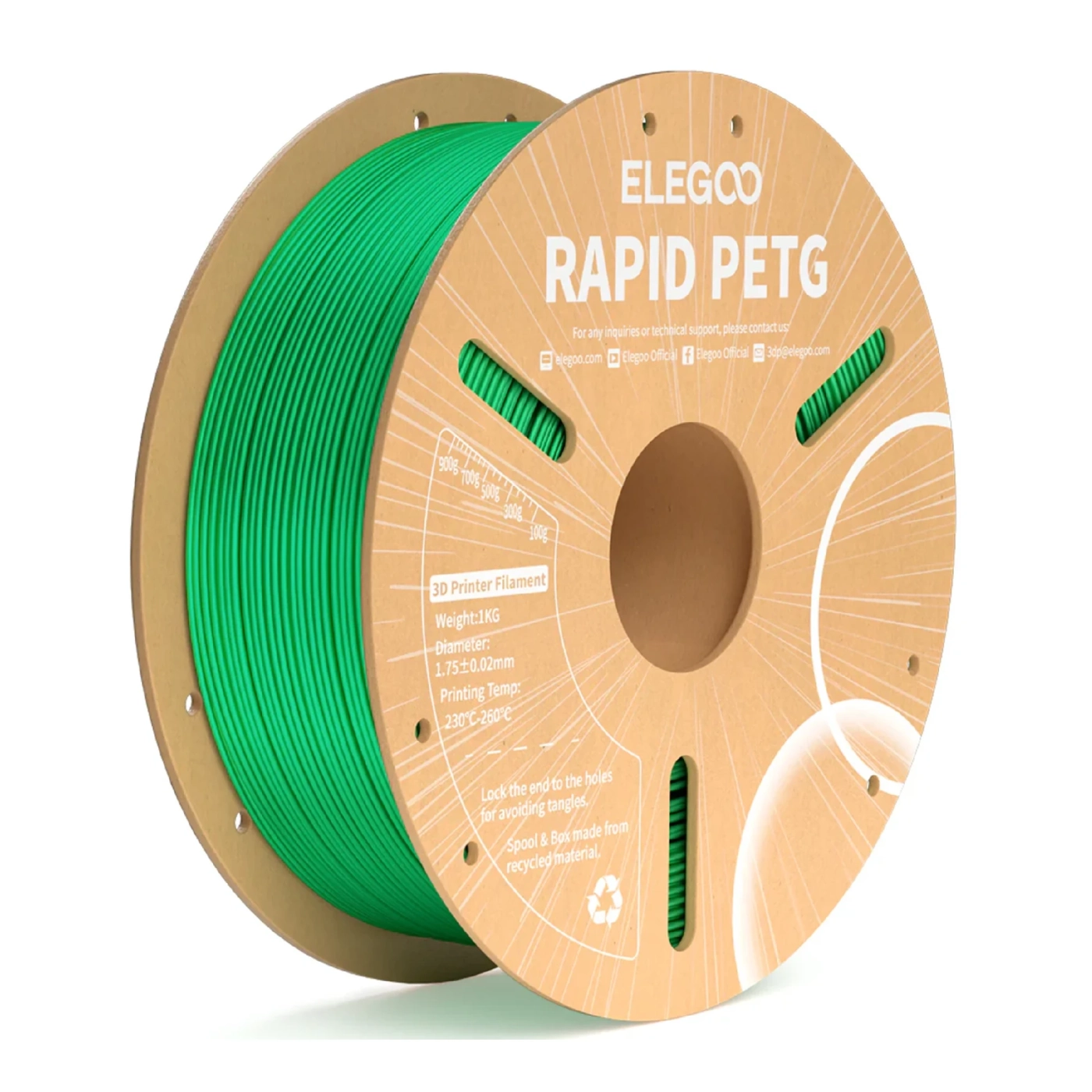 Купить Rapid PETG Filament (пластик) для 3D принтера ELEGOO 1кг, 1.75мм, зелёный (50.203.0220) - фото 1