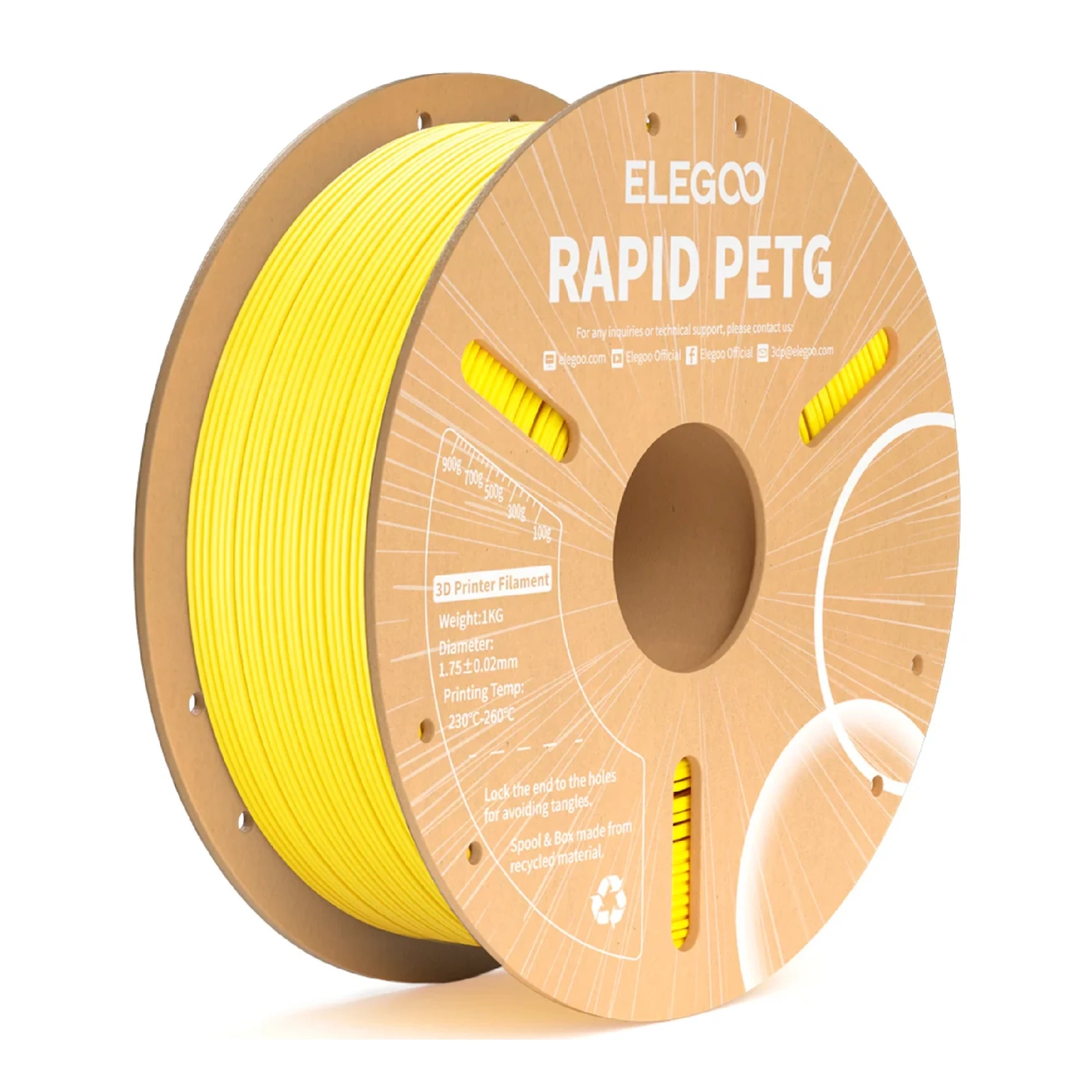 Купить Rapid PETG Filament (пластик) для 3D принтера ELEGOO 1кг, 1.75мм, желтый (50.203.0221) - фото 1