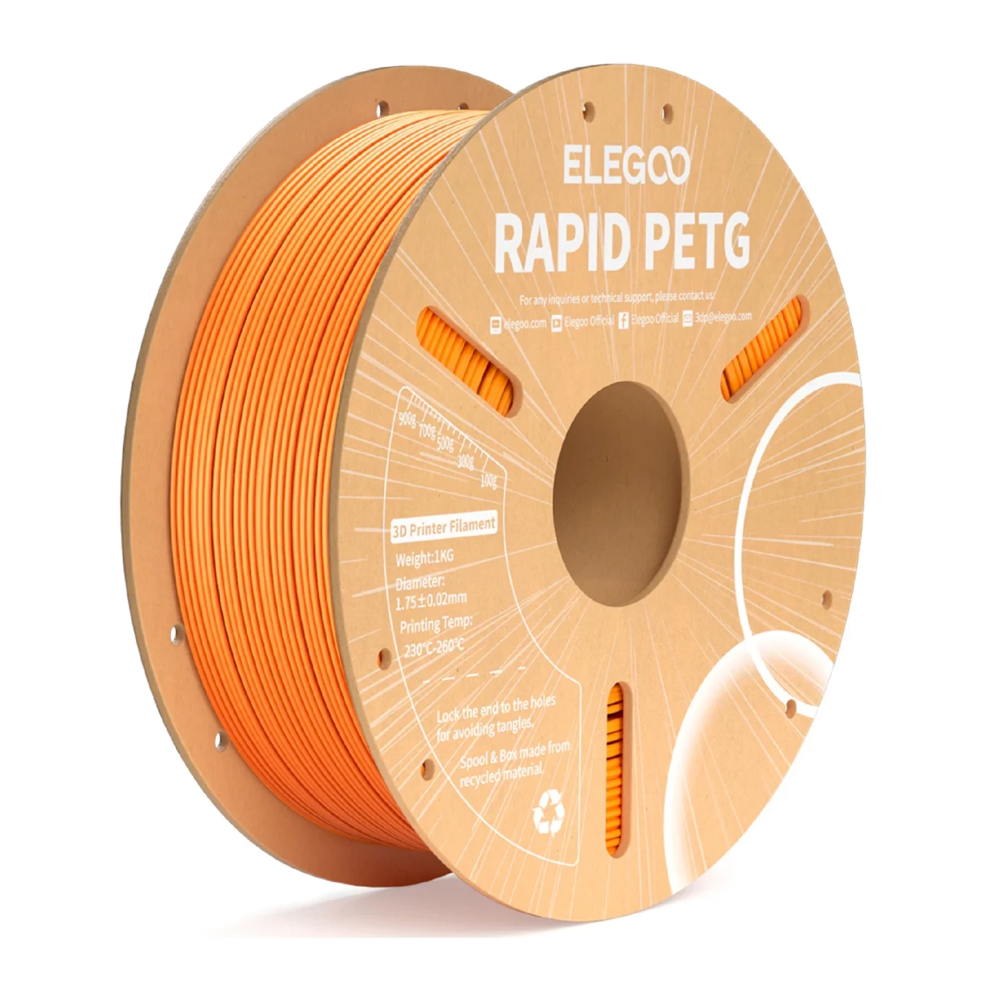Купить Rapid PETG Filament (пластик) для 3D принтера ELEGOO 1кг, 1.75мм, оранжевый (50.203.0223) - фото 1