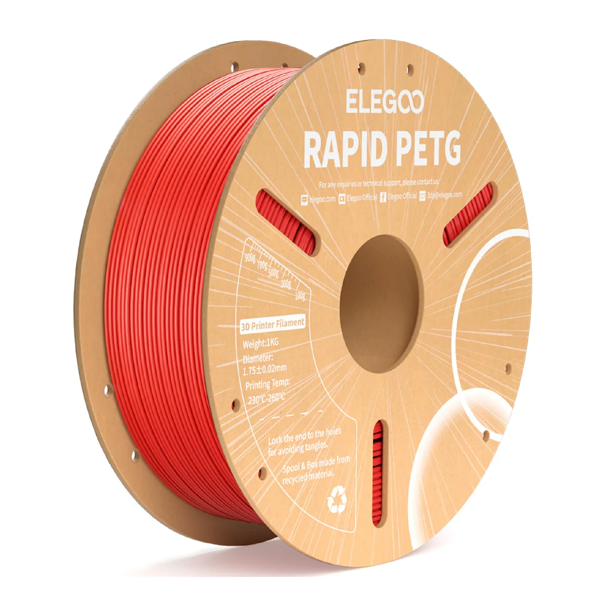 Купить Rapid PETG Filament (пластик) для 3D принтера ELEGOO 1кг, 1.75мм, красный (50.203.0218) - фото 1